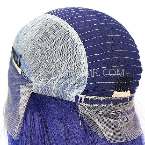 Blue Color 130% Density Lace Frontal wig Straight Hair Human Hair