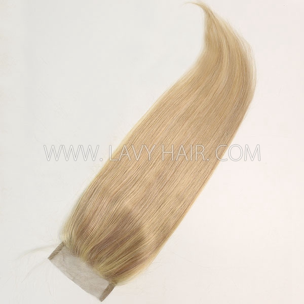 #P18/613 Lace top closure 4*4" Straight  Human hair medium brown Swiss lace