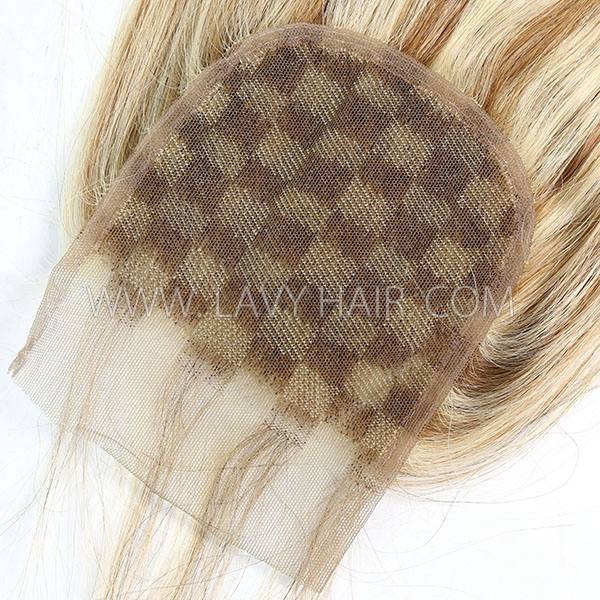 #P8/613 Lace top closure 4*4" Straight  Human hair medium brown Swiss lace