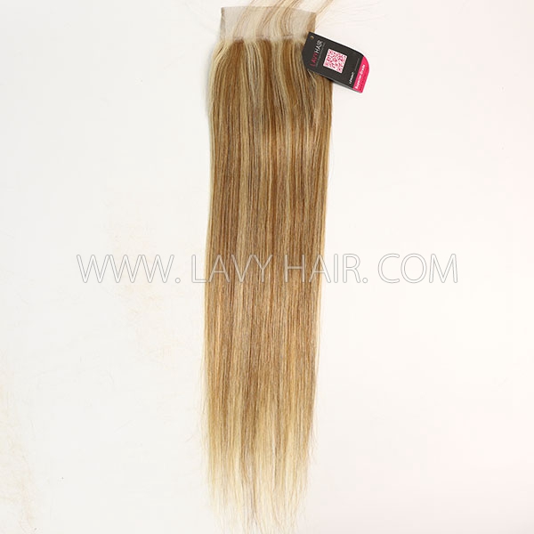 #P8/613 Lace top closure 4*4" Straight  Human hair medium brown Swiss lace