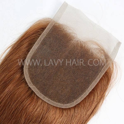 Color 30 Lace top closure 4*4" Straight  Human hair medium brown Swiss lace