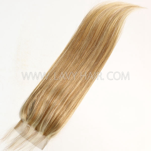 #P8/613 Lace top closure 4*4" Straight  Human hair medium brown Swiss lace