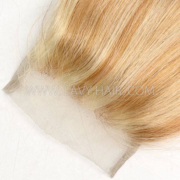 #P10/24 Lace top closure 4*4" Straight  Human hair medium brown Swiss lace
