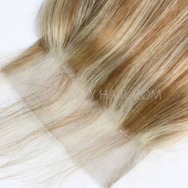#P8/613 Lace top closure 4*4" Straight  Human hair medium brown Swiss lace
