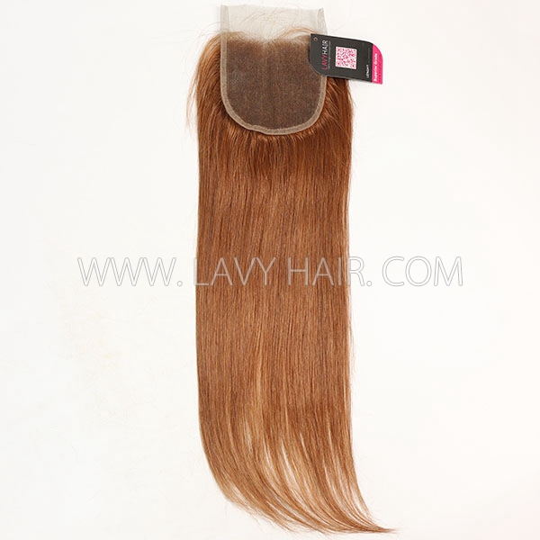 Color 30 Lace top closure 4*4" Straight Human hair medium brown Swiss lace