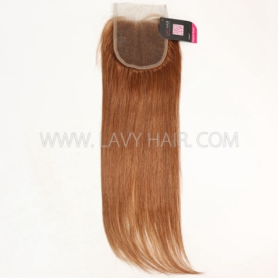Color 30 Lace top closure 4*4" Straight  Human hair medium brown Swiss lace
