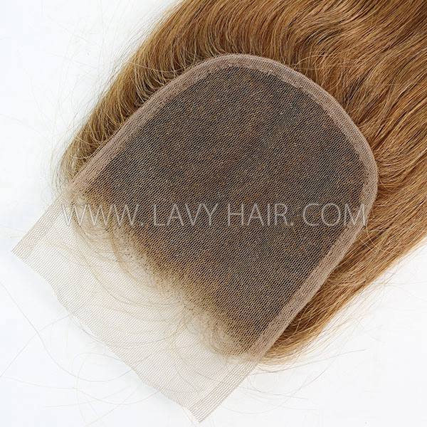Color 8 Lace top closure 4*4" Straight  Human hair medium brown Swiss lace