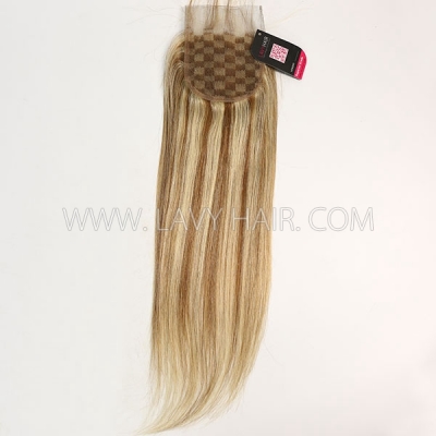 #P8/613 Lace top closure 4*4" Straight  Human hair medium brown Swiss lace