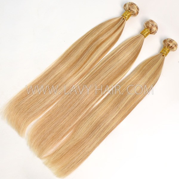 Color p10/24 Straight Hair Human Virgin Hair 2/3 Bundles With Lace Closure 4*4