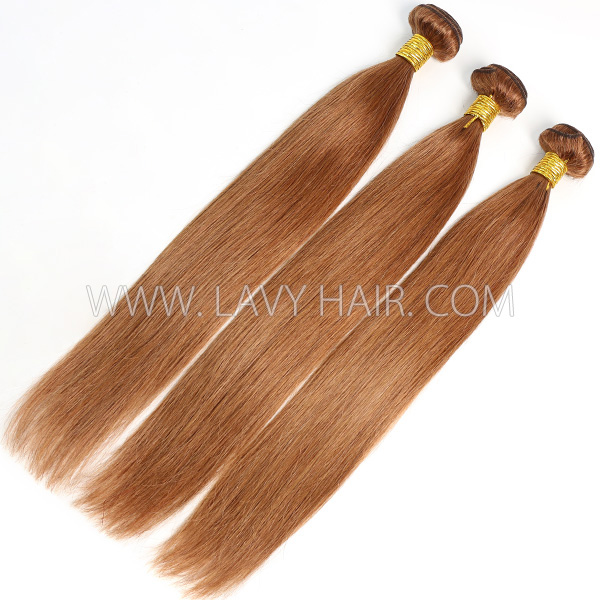 Color 30 Straight Hair Human Virgin Hair 2/3 Bundles With Lace Closure 4*4
