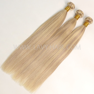 Color p18/613 Straight Hair Human Virgin Hair 2/3 Bundles With Lace Closure 4*4