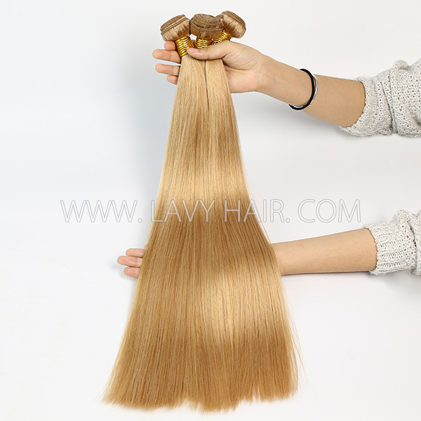 Color 520 Straight Hair Human Virgin Hair 2/3 Bundles With Lace Closure 4*4
