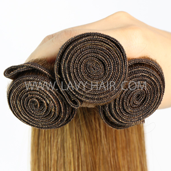 Color 8 Straight Hair Human Virgin Hair 2/3 Bundles With Lace Closure 4*4