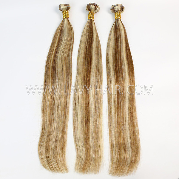 Color p8/613 Straight Hair Human Virgin Hair 2/3 Bundles With Lace Closure 4*4