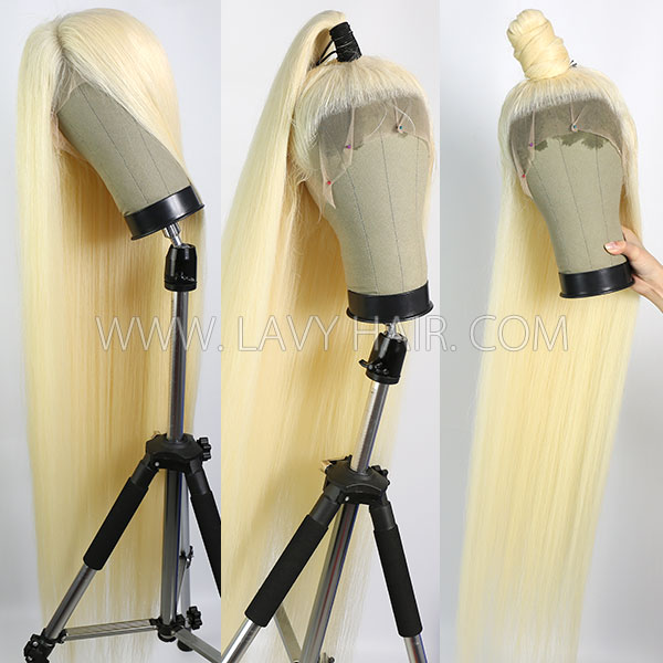 613 Blonde 130% Density Blonde Full Lace Wigs Straight Hair Human Hair Transparent Lace