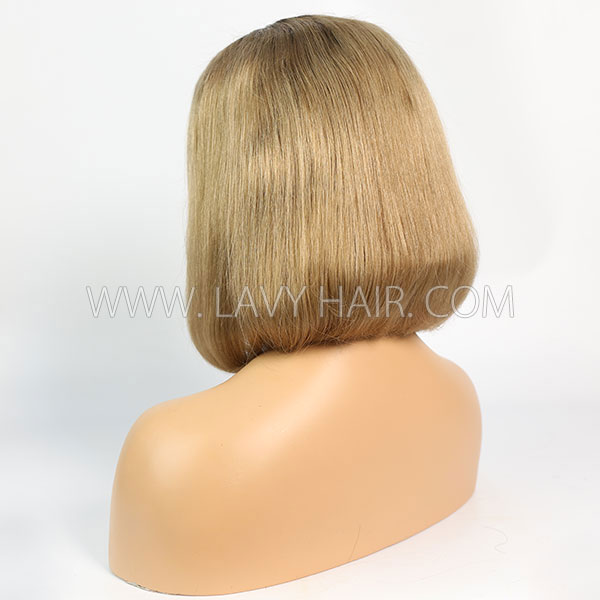 #1B/27 Color Lace Frontal Bob Wig 150% Density Straight Hair Human Hair