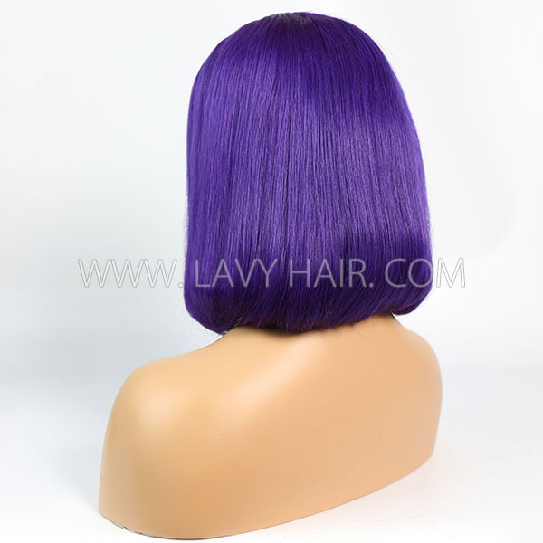 #1B/Purple Color Lace Frontal Bob Wig 150% Density Straight Hair Human Hair