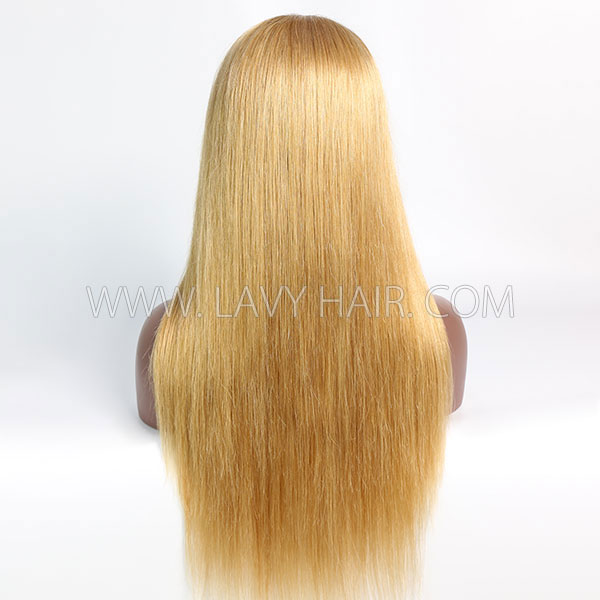 (All Texture Link) Color 27 Honey Blonde 13*4 Full Lace Frontal Wigs 150% and 250% Density Preplucked Pre Bleached Tiny Knot Human hair Wear Go