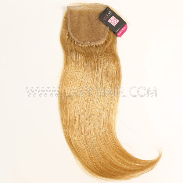 Color 27 Lace top closure 4*4" Straight Human hair medium brown Swiss lace