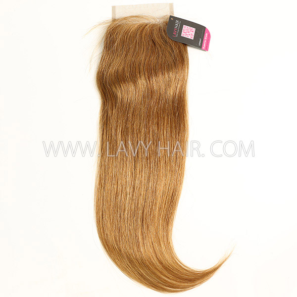 Color 6 Lace top closure 4*4" Straight  Human hair medium brown Swiss lace