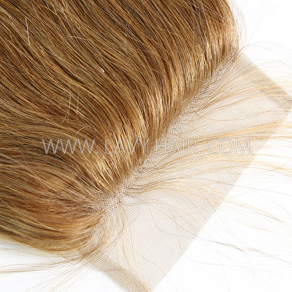 Color 6 Lace top closure 4*4" Straight  Human hair medium brown Swiss lace