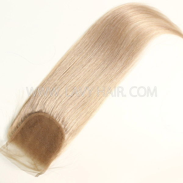 Color 18 Lace top closure 4*4" Straight  Human hair medium brown Swiss lace