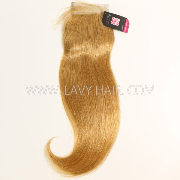 Color 27 Lace top closure 4*4" Straight  Human hair medium brown Swiss lace
