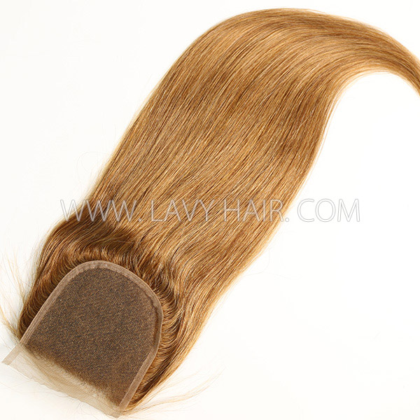 Color 6 Lace top closure 4*4" Straight  Human hair medium brown Swiss lace