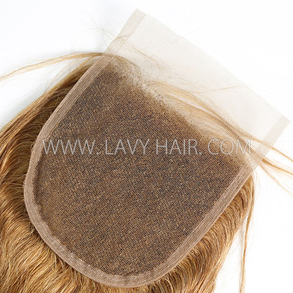 Color 6 Lace top closure 4*4" Straight  Human hair medium brown Swiss lace