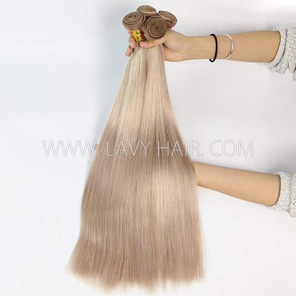 Color 18 Straight Hair Human Virgin Hair 2/3 Bundles With Lace Closure 4*4