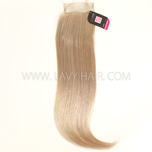 Color 18 Lace top closure 4*4" Straight Human hair medium brown Swiss lace