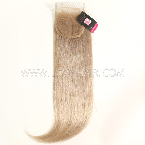 Color 18 Lace top closure 4*4" Straight  Human hair medium brown Swiss lace