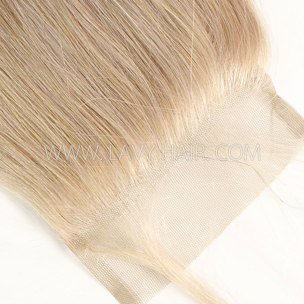 Color 18 Lace top closure 4*4" Straight  Human hair medium brown Swiss lace