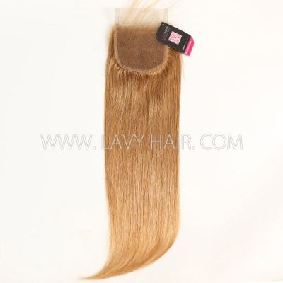 Color 10 Lace top closure 4*4" Straight  Human hair medium brown Swiss lace
