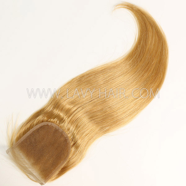 Color 27 Lace top closure 4*4" Straight  Human hair medium brown Swiss lace