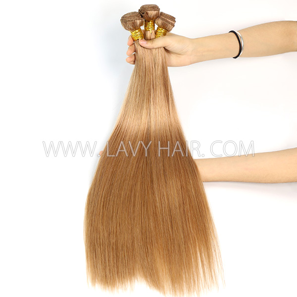 Color 10 Straight Hair Human Virgin Hair 2/3 Bundles With Lace Closure 4*4