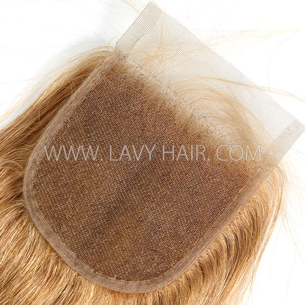 Color 10 Lace top closure 4*4" Straight  Human hair medium brown Swiss lace