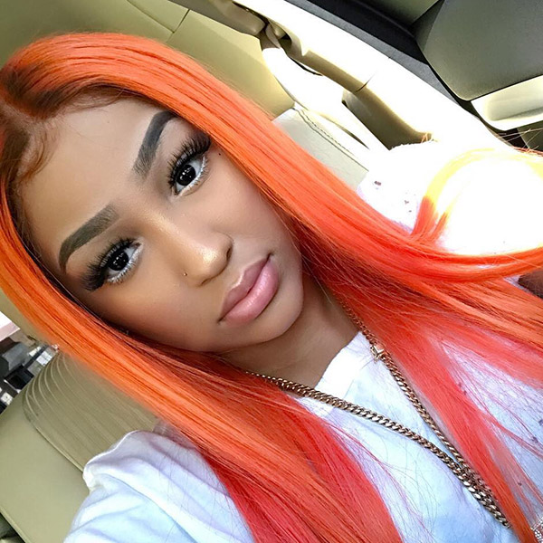 1B/Orange Color Lace Frontal Wig Straight Hair Human Hair