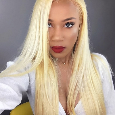 200% Density Transparent Lace #613 Blonde Lace Closure &Frontal Lace Wigs Human Hair