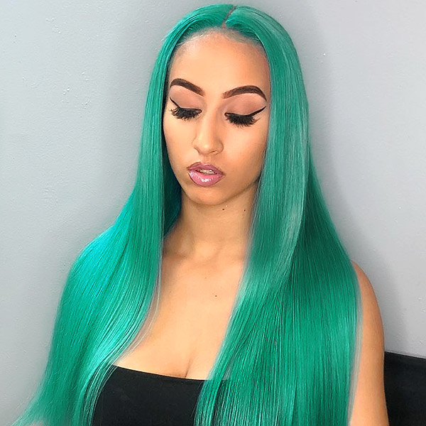 Emerald Color 130% Density Lace Frontal wig Straight Hair Human Hair