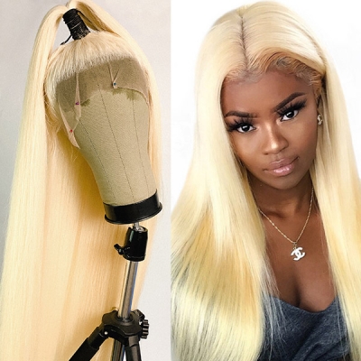 613 Blonde 130% Density Blonde Full Lace Wigs Straight Hair Human Hair Transparent Lace