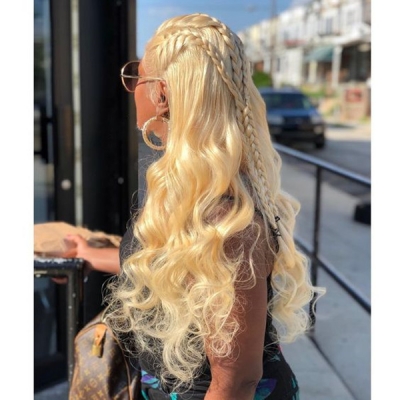 #613 Blonde 130% Density Blonde Full Lace Wigs Body Wave Human Hair Transparent Lace