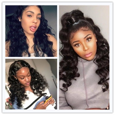 (New Update) 12-30 inches 150%%200% Density U part /V part Wigs Loose Wave 100% Human Hair Half Wigs