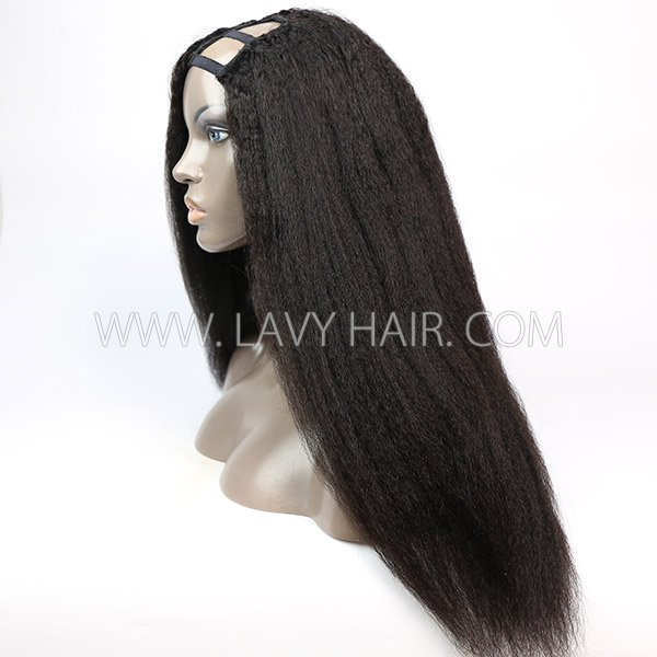 (New Update)12-30 inches Kinky Straight U part / V part Wig 150%&200% Density 100% Human Hair Leave Out Wig