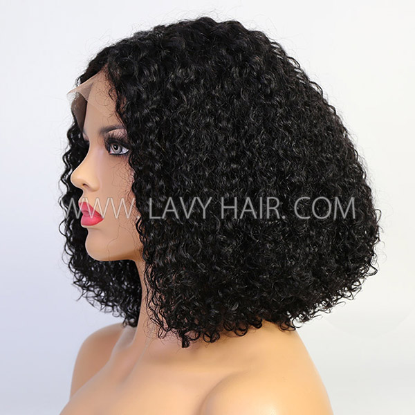 180% Density Bob Wig Celebrity Style Small Kinky Curly Lace Closure Wig