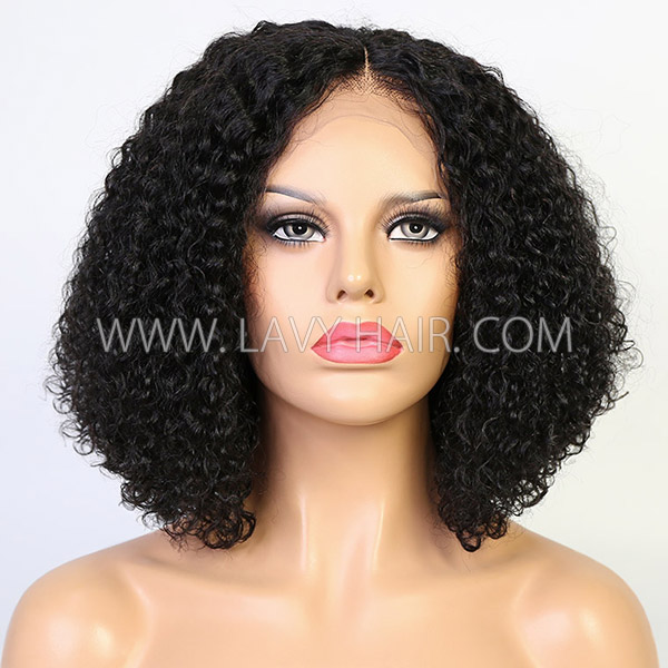 180% Density Bob Wig Celebrity Style Small Kinky Curly Lace Closure Wig