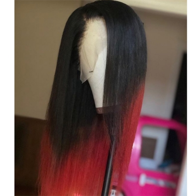 Glueless Wig 1B/Red Color 150% Density HD Lace and Transparent Lace Full Frontal Closure Wig 3-4 Days Customize 150lfw-05