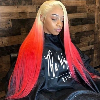 Blonde and Strawberry Red Ombre Color Straight Hair Wig 613lfw-36A18 Customize Time Around 7 Days