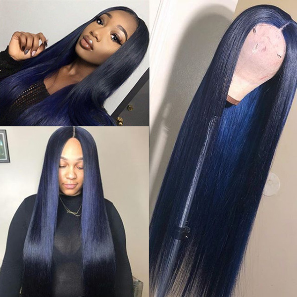 Customize 7 Business Days Brilliant Blue Wig Soft Straight Hair 180lfw-24