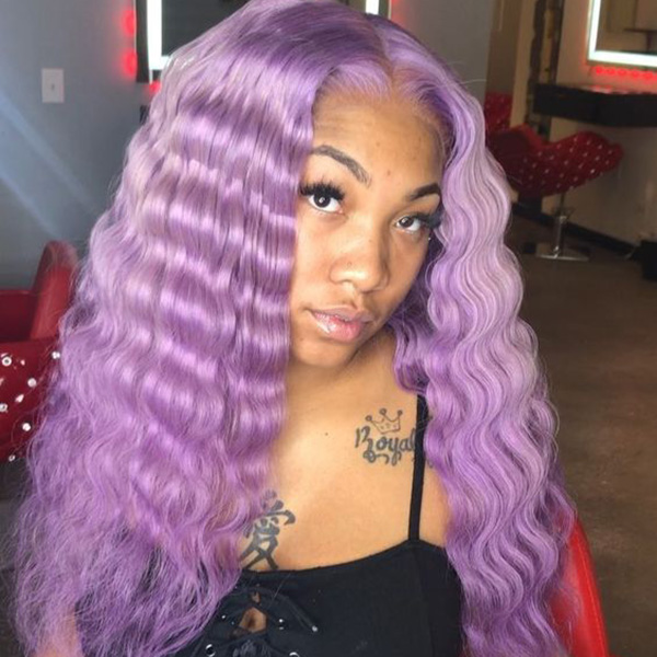 Glueless Wig Lavender Purple Color 150% Density Wear Go HD Lace Human Hair 5-7 Days Customize 613lfw-43A19